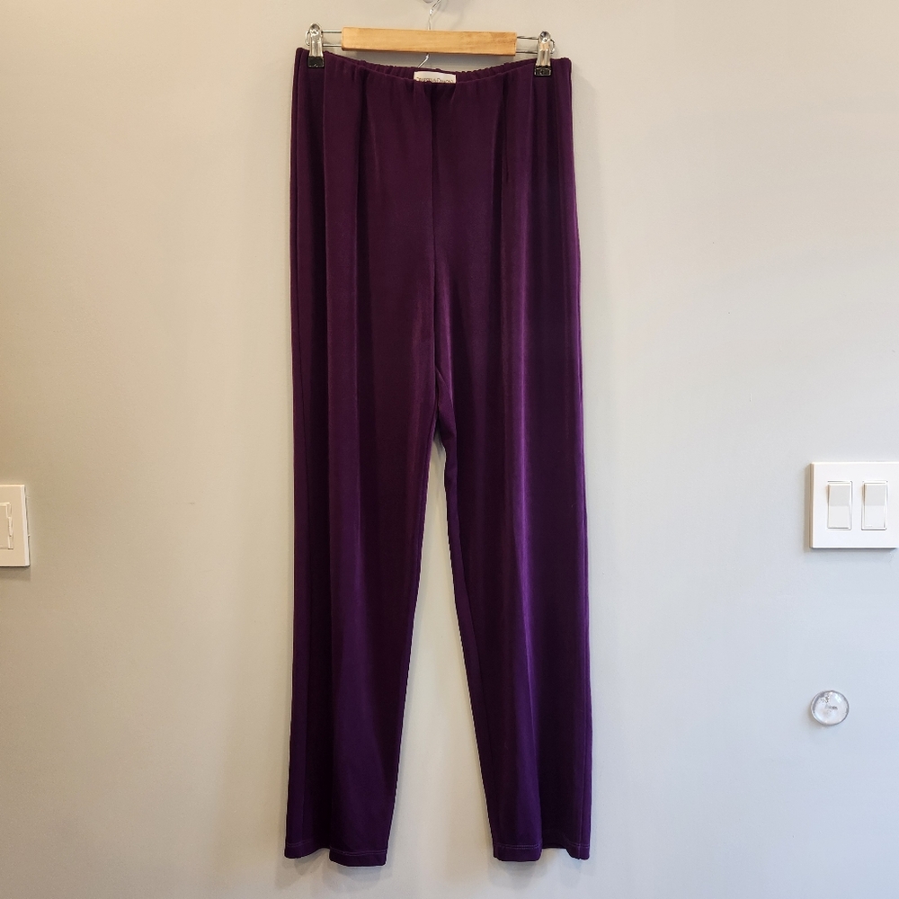 Draper's & Damon's Purple Stretch Acetate Pull On Womens Pant